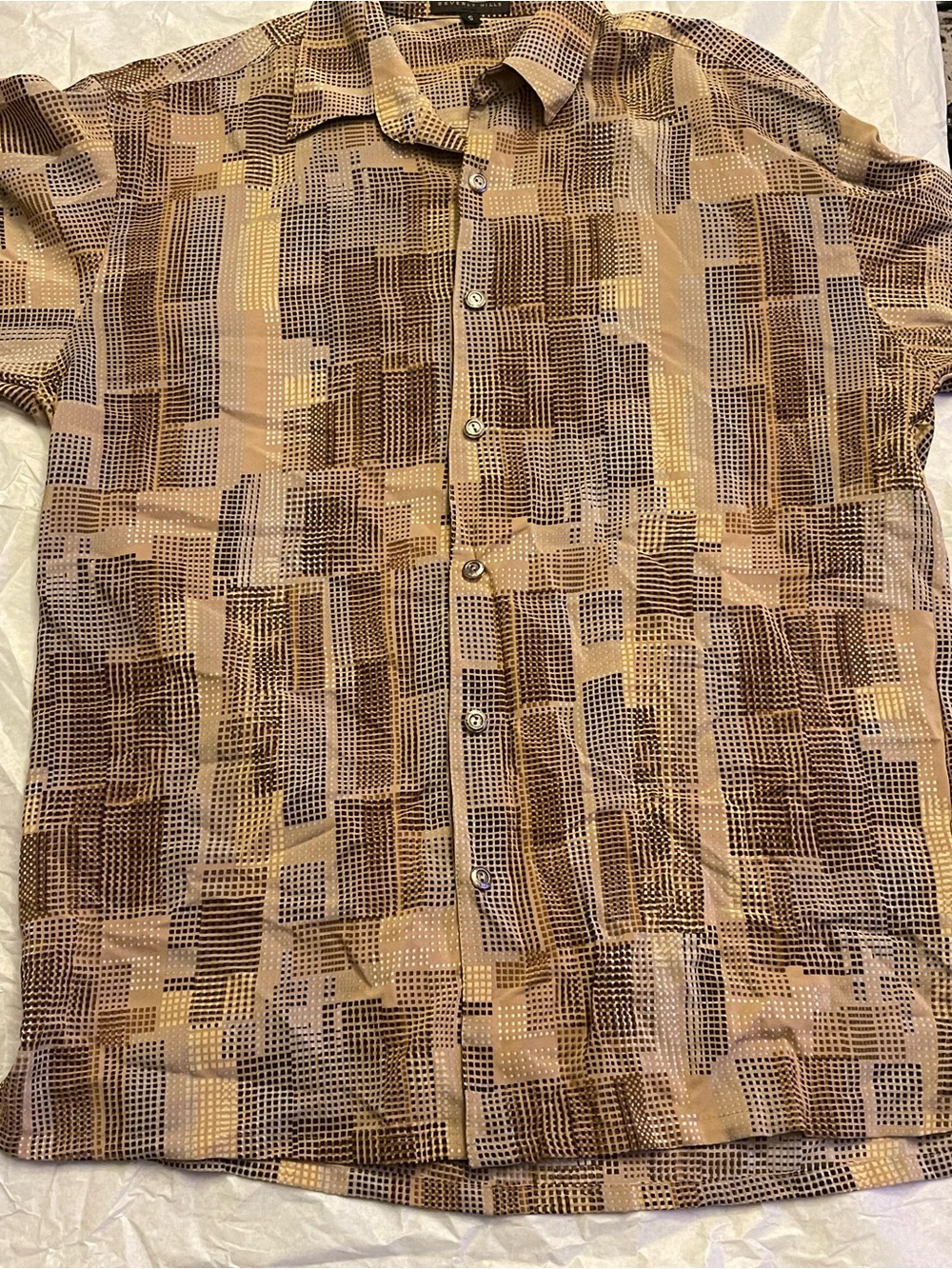 Vintage Bernini Beverly Hills Mens S Abstract Geometric Button Front Shirt USA